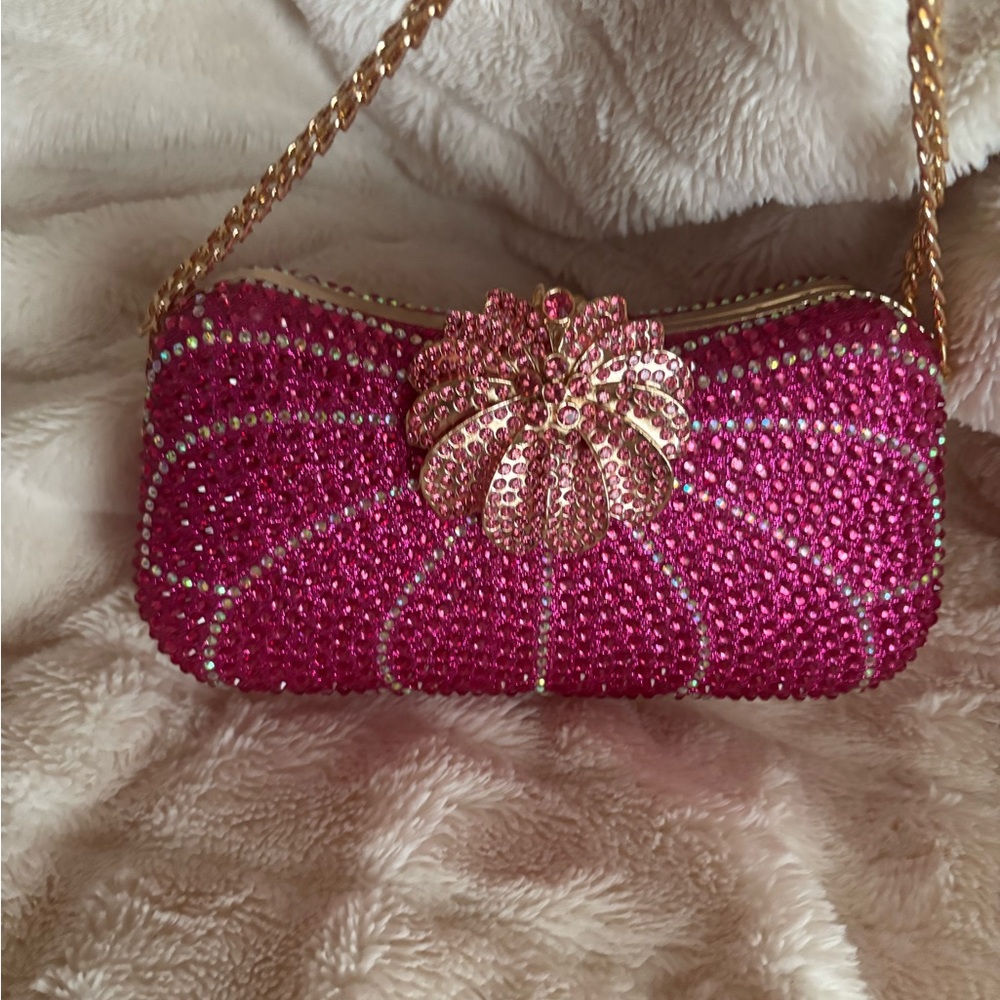 Pink Crystal Embellished Clutch